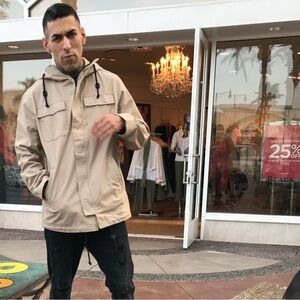 Men's Tan Hooded Jacket